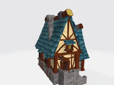 Cartoon House 08 Low-poly 3D model