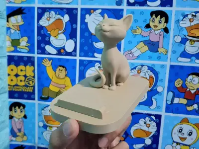 Cute Sitting Cat Phone Holder 3D Printable Stl Model 3D print model