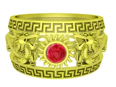 Luxury Dragon Greek Key Ring 3D Model 4169 3D print model