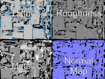 Industrial Machine with Cables Model Pack Low-poly 3D model