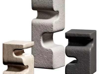 Modern Abstract Sculpture 3 stone color options 3D model
