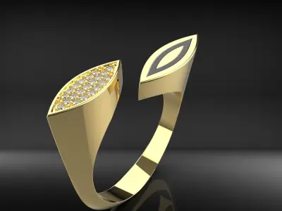 2 sided marquise ring with stones and enamel 3D print model