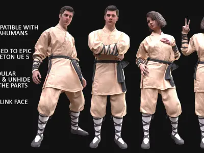 Martial Uniform  Man and Woman 3D Model Collection