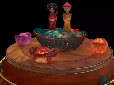 Chinese wedding couple figure  3D model