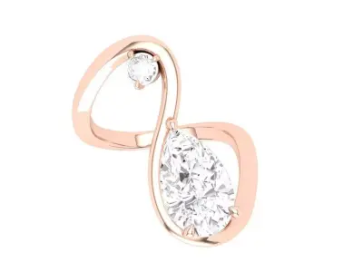 Curved Band Pear Shape Diamond Engagement Ring Solitaire 3DM 3D print model