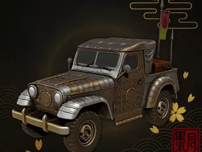 Samurai Fusion Off Road Vehicle Armored Edo Tech Car Game Ready 3D print model