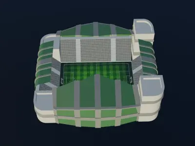 Football Stadium - Dark Green Low-poly 3D model