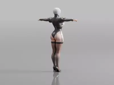 Futuristic Maid Servant LOW AND HIGH POLY Low-poly 3D model