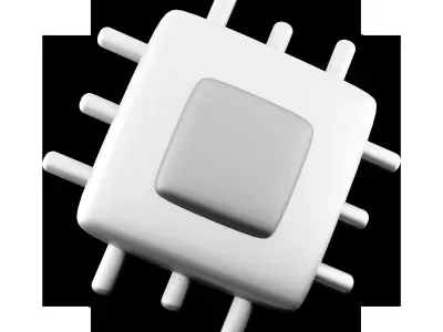 3d Microchip line icon 3D model