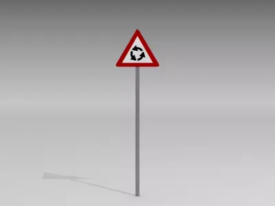 Roundabout ahead sign 3D model