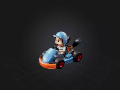 Cartoon Go-Kart Low-poly 3D model