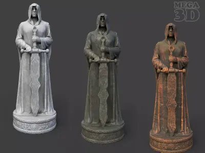 Low poly Warrior Statue 220519 Low-poly 3D model