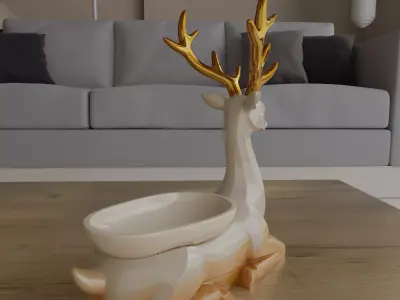 Christmas Deer Organizer Candy Holder STL 3D print model