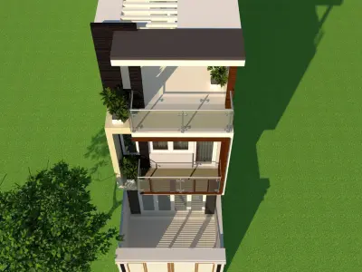 Modern style 3 storey house 3D model