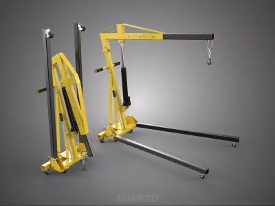 COLLAPSIBLE FOLDING FOLDABLE FOLD HYDRAULIC ENGINE CRANE HOIST 3D model