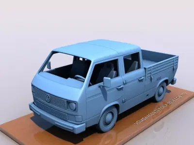 VOLKSWAGEN T3 TRANSPORTER PICKUP DOBLE CAB 1979 3D print model