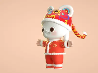 cartoon new year rabbit 3D model