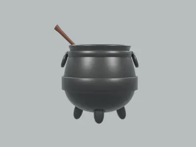 Witch Cauldron Low-poly 3D model