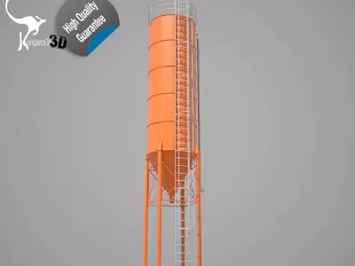 Cement silo - 54m3 Low-poly 3D model