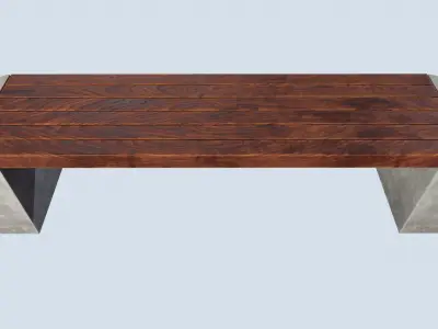 Street bench low poly pbr game ready 3d model Free low-poly 3D model