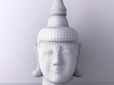 Antique Wooden Buddha Head 3D model