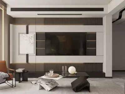 Modern living room dining room interior scenes 207 3D model
