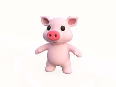 Little animal baby - Pig cute - Animated Low-poly 3D model