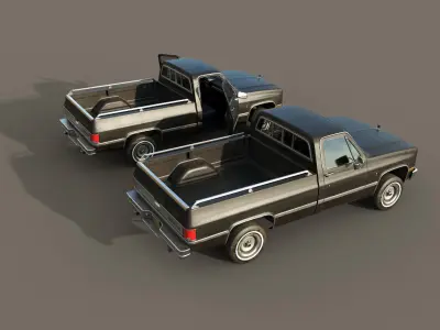 Chevrolet C10 1982 Black Low-poly 3D model