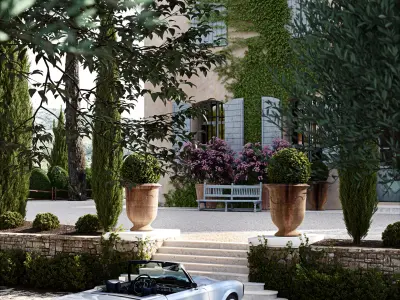 Exterior Scene of Italian Villa 3D model