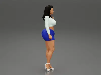 Young woman in a short skirt 3D print model