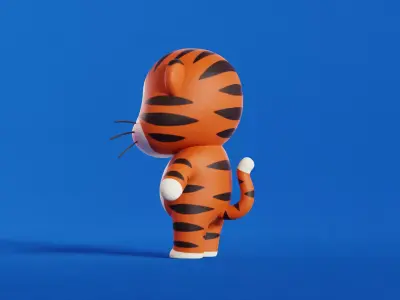 Cartoon Tiger Character Chibi Kawaii Low-poly 3D model