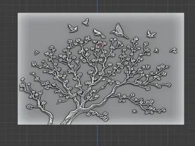 modern panel wall decor set wall relief mural CNC 117 3D model