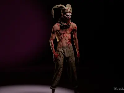 Scary Clown for horror games Low-poly 3D model