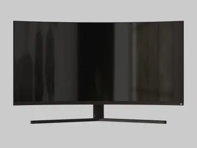 Wide Monitor  Workspace with a Minimalist and Modern Design Low-poly 3D model