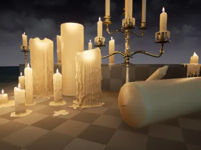 Melting Candle Pack For Unreal Engine 4 Low-poly 3D model