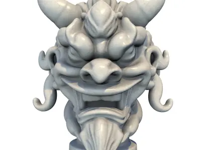 6 Models - Japanese Oni Creature Head Bust Sculpture 3D Model Collection