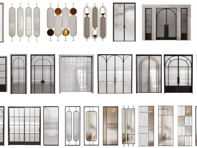 27 Glass Door Partition 3D Models   OBJ FBX Low-poly 3D model