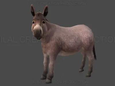 Donkey Animated Low-poly 3D model