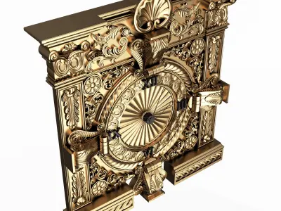 Classic Wall Clock 015 Gold Low-poly 3D model