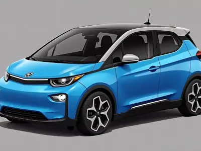 Blue and White Electric Car with a Modern Compact Design Low-poly 3D model