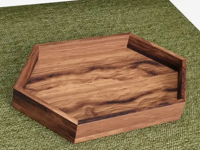 HexaWood Platter with Mat Low-poly 3D model
