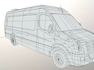 Volkswagen DHL delivery bus Low-poly 3D model