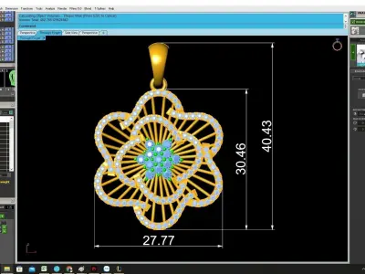 Luxury Floral Diamond Gemstone Pendant 3D Model 4255 3D print model