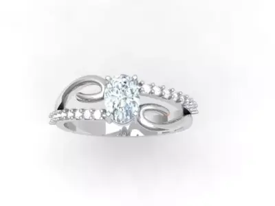 Birthstone Oval Ring 3D print model