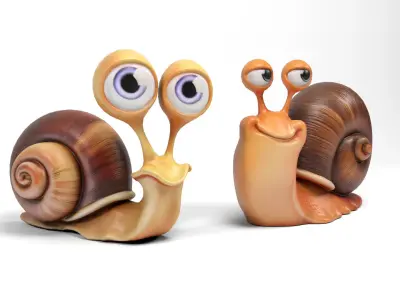 Funny snails Low-poly 3D model