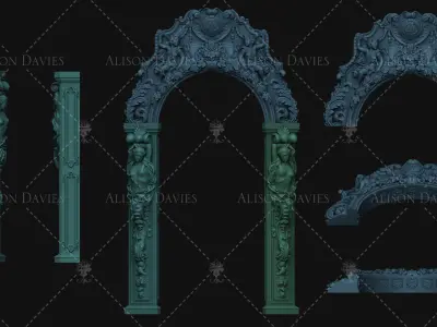Ornate elaborate door arch fits my Folly 3D print model 3D print model