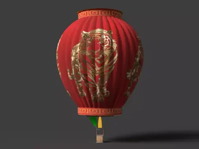 Chinese red lantern  Low-poly 3D model