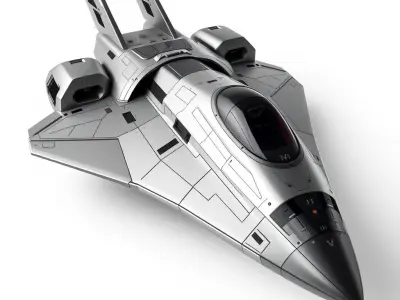 Futuristic Spacecraft Model Pack with Detailed Textures Low-poly 3D model