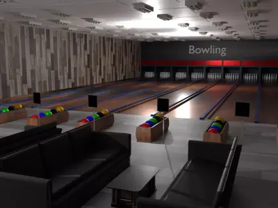 Bowling Alley Low-poly 3D model