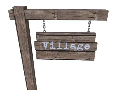 Village Sign Free low-poly 3D model